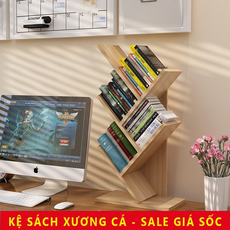 Kệ sách màu vân gỗ 5 tầng ( Gỗ ép )