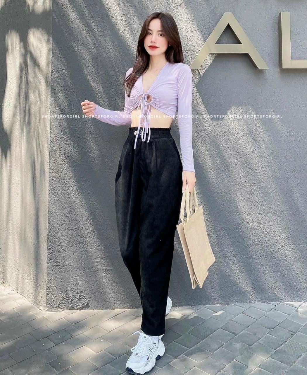 QUẦN BAGGY TĂM nữ cạp chun chất tăm cao cấp