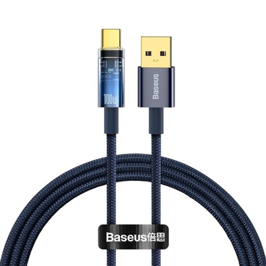 Cáp Sạc Baseus Explorer Series Auto Power-Off Fast Charging Data Cable USB to Type-C 100W Tự Ngắt, truyền dữ liệu, sạc nhanh, có đèn led