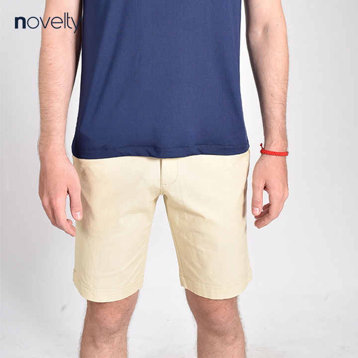 Quần short Khaki nam 0Ply Regular trơn màu vàng nhạt Novelty 1813820