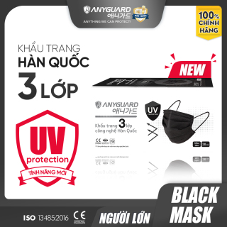 [NEW] Khẩu Trang Y Tế 3 Lớp Màu Đen Anyguard Hàn Quốc Chính Hãng - Lọc 99% Vi Khuẩn, UV Protection (Hộp 30 Cái) thumbnail