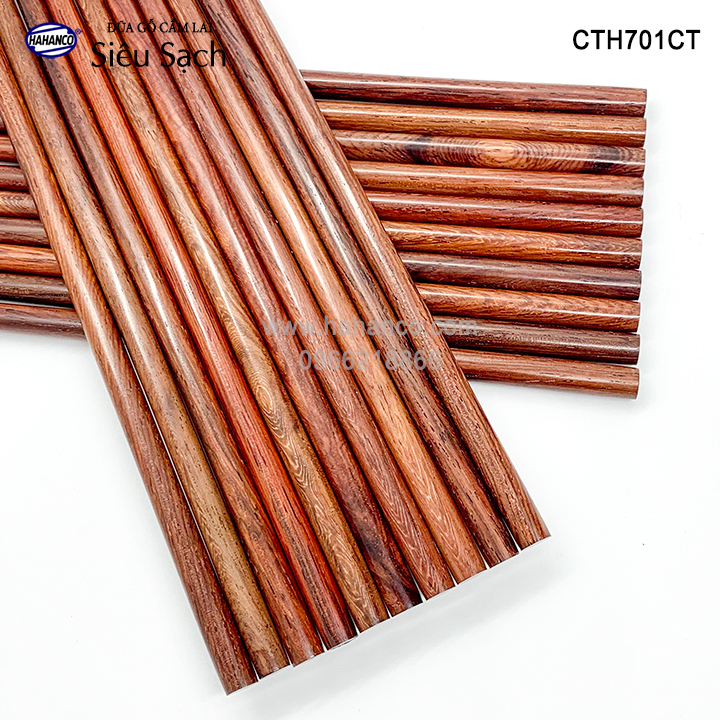 Đũa tròn gỗ Cẩm Lai Siêu sạch (10 đôi) gỗ tự nhiên vân đẹp /Chopstick of HAHANCO (CTH701CT)