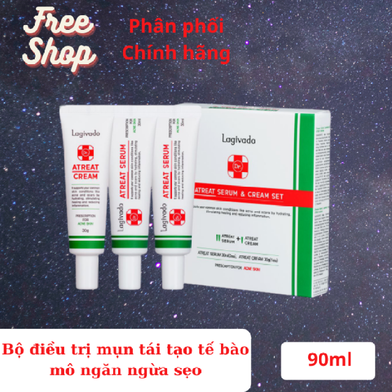 Kem dưỡng ngăn ngừa mụn Lagivado Hàn Quốc giúp giảm mụn, tái tạo tế bào, mờ sẹo hết thâm trả lại cho bạn một làn da đẹp - Bộ gồm 2 tuýp serum và 1 tuýp Cream. giá rẻ
