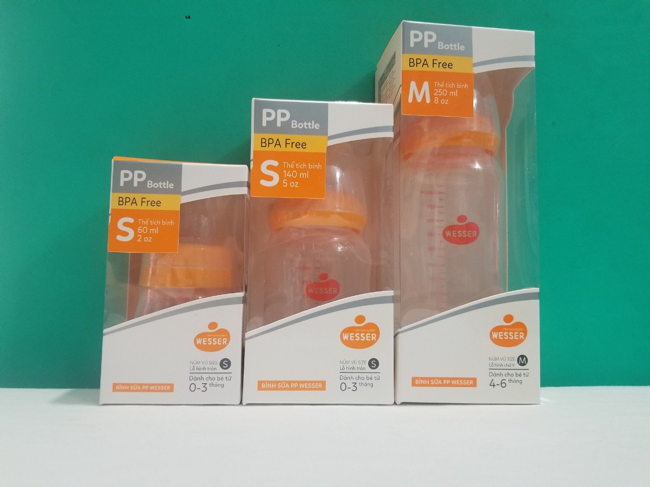 Bình sữa cổ hẹp wesser PP 60ml,140ml, 250ml