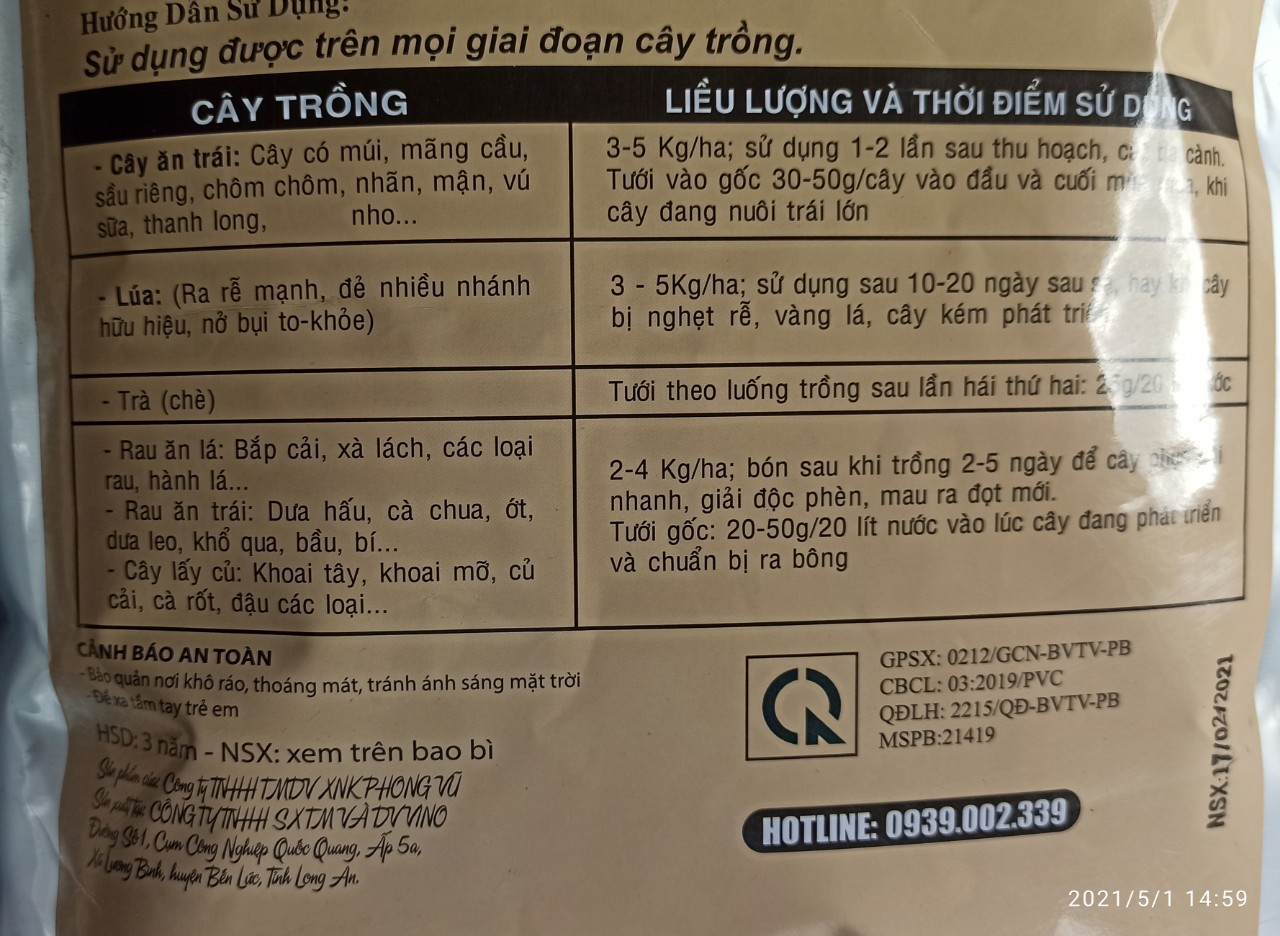 Phân bón Roots2 Thái Lan - Túi 5Kg