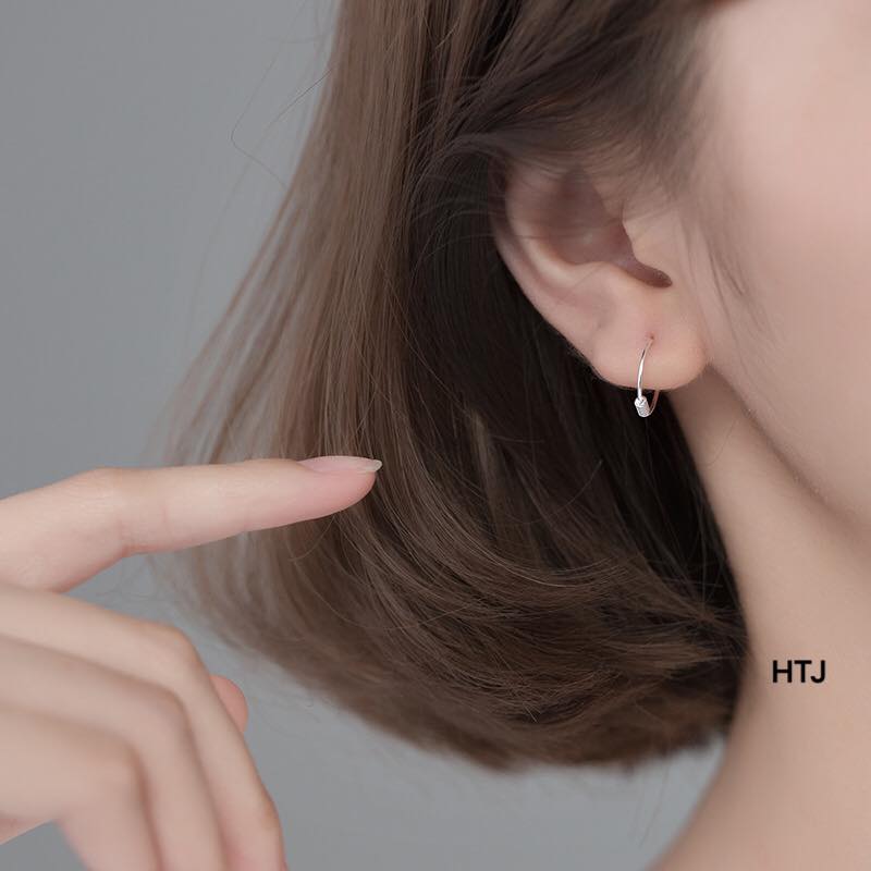 6mm 8mm 10mm 12mm khuyên tai bạc tròn trơn kiểu dáng basic ( 1 chiếc )