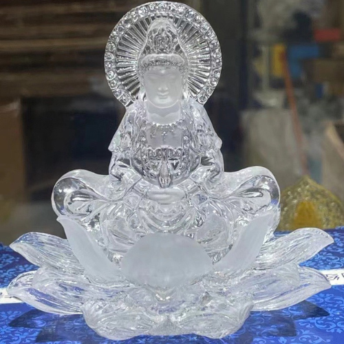 Tượng Quan Thế Âm Bồ Tát ngự đài sen đá Lưu ly để taplo ô tô cao cấp - Trang trí taplo xe hơi , xe ô tô Tượng phật