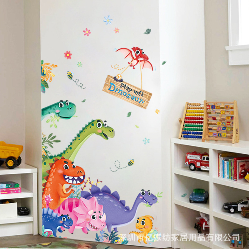 Decal dán tường khủng long sắc màu QR9092
