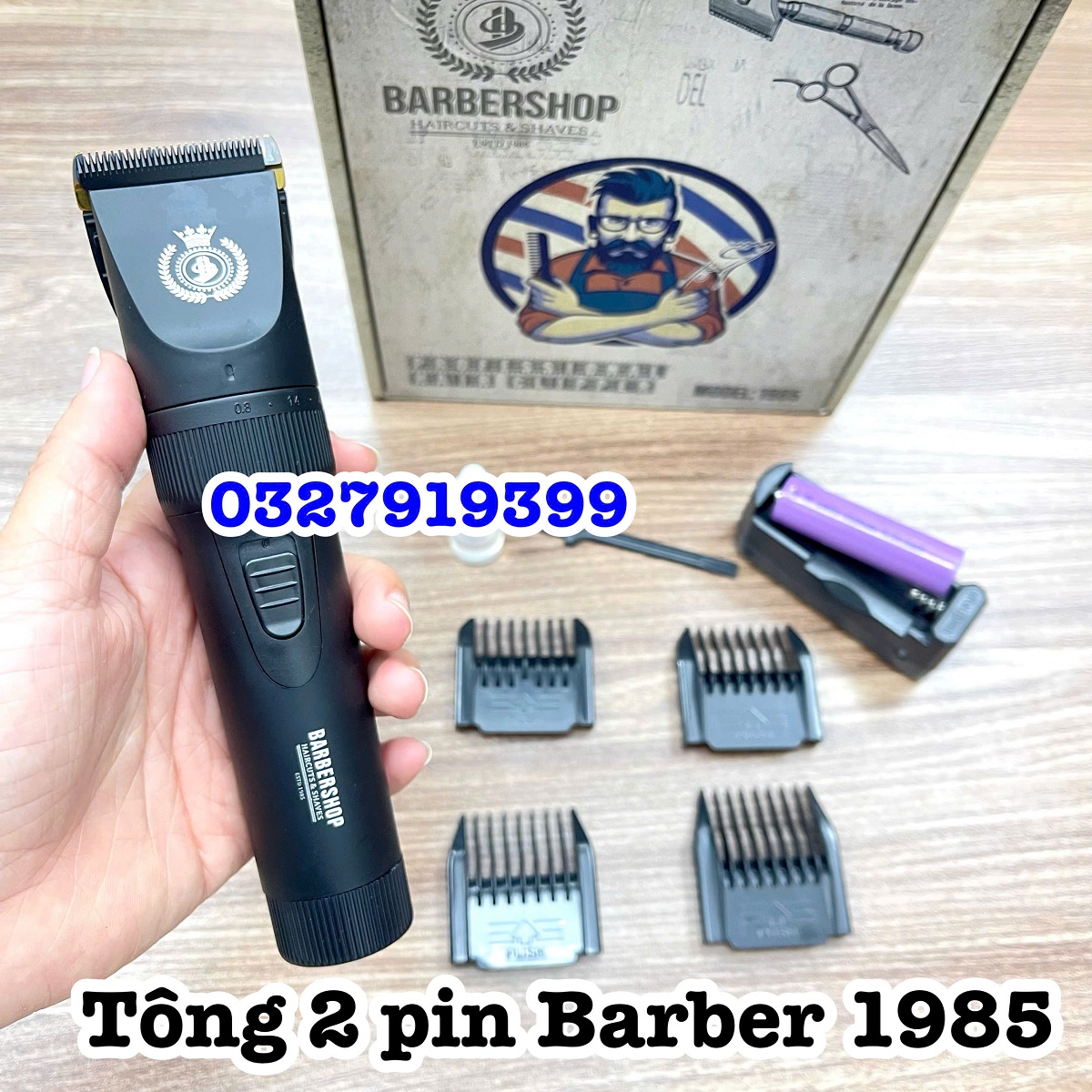 Tông đơ 2 pin cao cấp PRO BARBER 1985