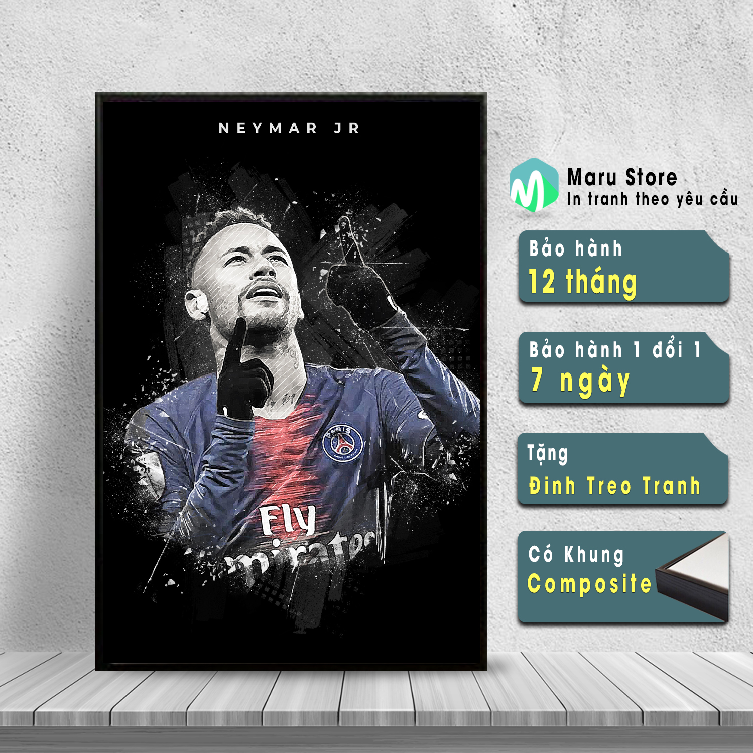 Tranh Bóng Đá Neymar Tranh Canvas Có Khung Treo Tường