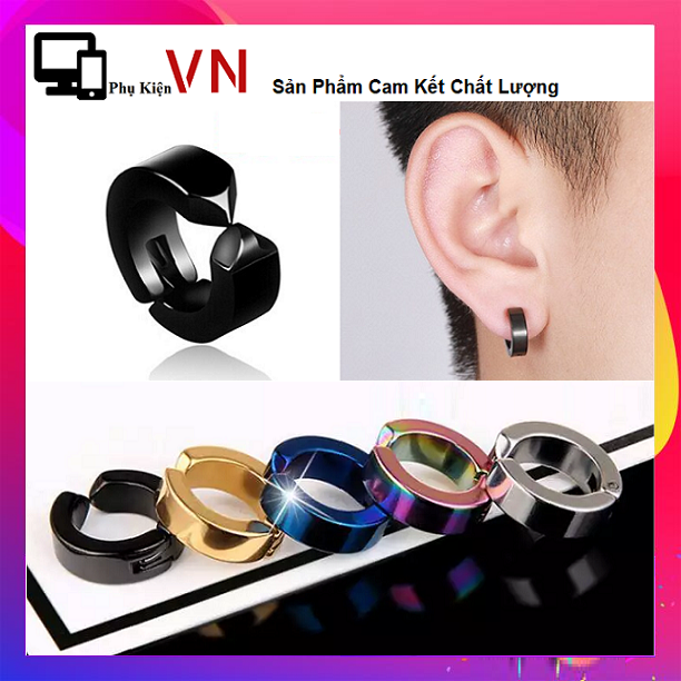 [HCM]⚡ Bông Tai Tròn Trơn TiTan Không Cần Xỏ Lỗ - Khuyên Tai Kẹp Tai Tròn Trơn Phong Cánh Hàn Quốc Không Cần Xỏ Lỗ ⚡