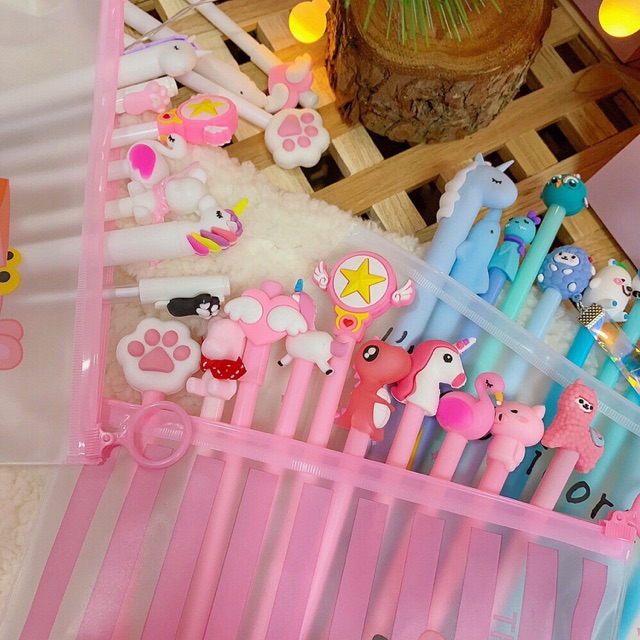 Combo 10 bút cute kèm túi zip ( cây viết nhiều mẫu)