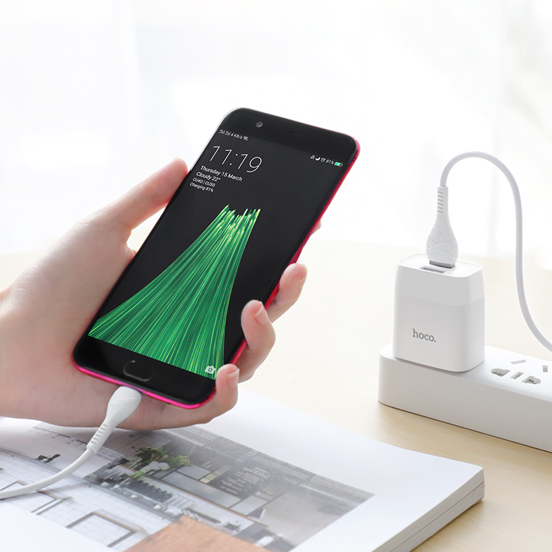 Bộ Sạc Hoco 2 Cổng Usb C73 Chui Micro - Sạc Nhanh Dây Dài 1m