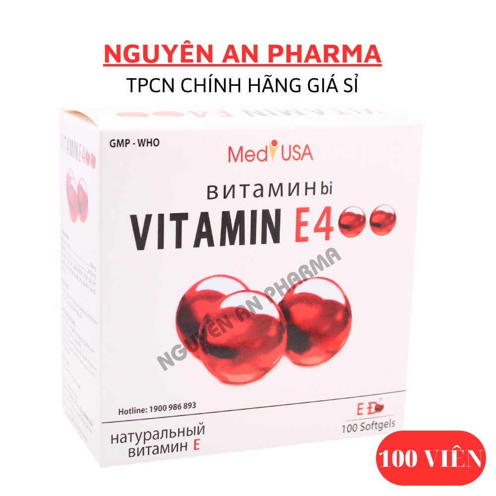 Viên uống vitamin E đỏ hỗ trợ sáng da, mờ thâm VitaminE 400 lô hội trắng da, giảm nhăn nheo - 100 Viên VITAMIN E ĐỎ