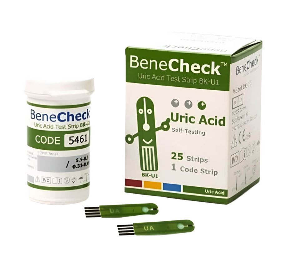 Que Thử Acid Uric (Gout) BeneCheck Plus Hộp 25 Que