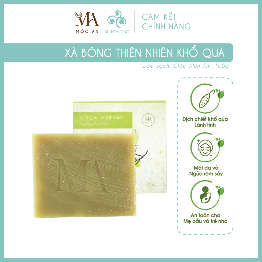Xà bông thiên nhiên mộc an khổ qua chăm sóc face & body- giảm mụn, rôm sảy xà bông handmade 100g - du hoa