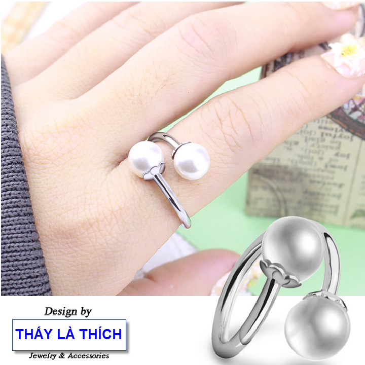 Ring stainless steel women see is like type 2 Pearl personality (self-autumn big small according to the finger)-commitment 1 Đổi 1 if Hoen, Rust
