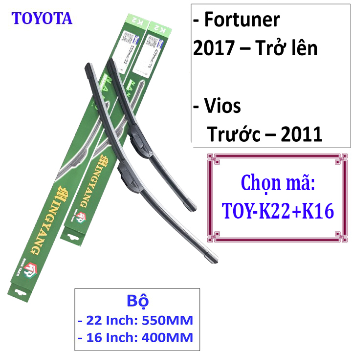 Bộ 2 thanh gạt nước mưa ô tô Nano Mềm cao cấp dành cho hãng xe Toyota: Camry-Altis-Yaris-Fortuner-Vios-Hilux-Innova-Land Cruiser-Avalon-Previa