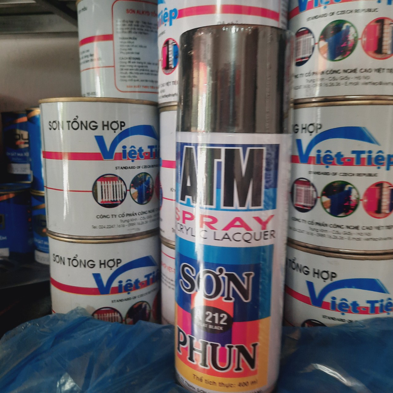 Bình sơn phun xịt atm a212 thể tích 400ml- sơn đen nhám