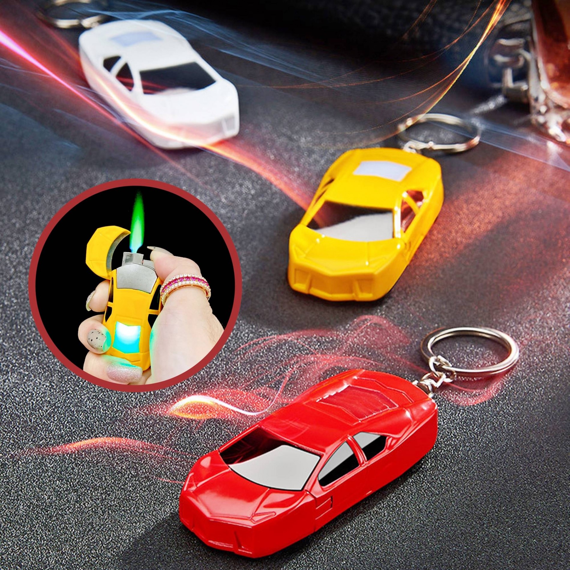 BẬT LỬA KHÈ - MÓC KHÓA HÌNH CHIẾC XE HƠI (CÓ ĐÈN) - (XÀI GAS)