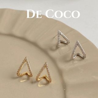 Khuyên tai bạc bông tai tam giác đính đá De Coco Decoco thumbnail