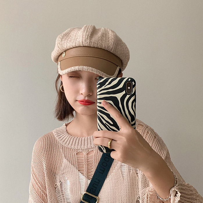 Mũ Nồi Mũ Len Phối Da Khuy Chữ M - 100style
