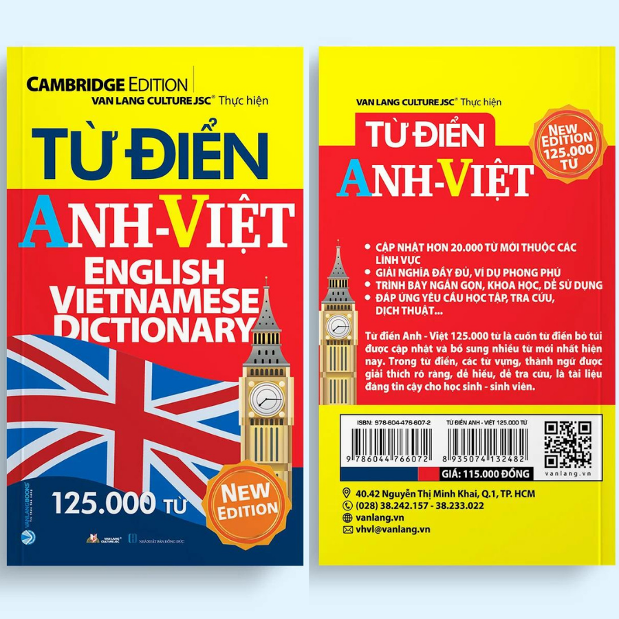 Sách - Từ Điển Anh Việt 125.000 Từ (Tái bản 2024)-Vanlangbooks