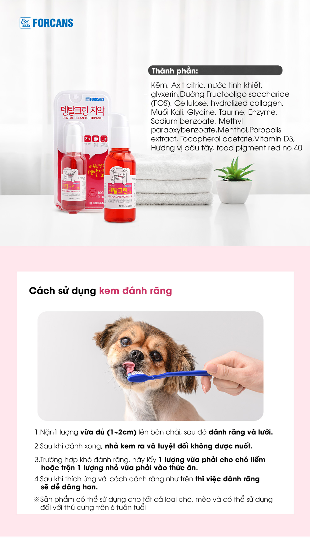 Kem đánh răng dành cho thú cưng Forcans 100ml