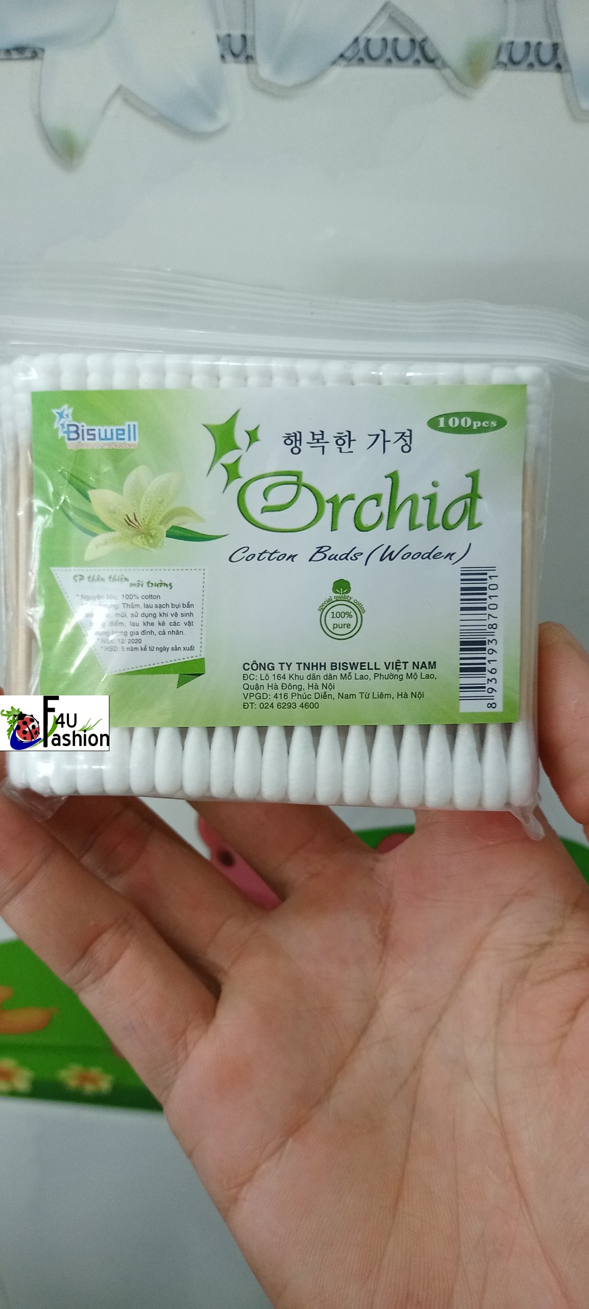 1 bịch Bông tăm cán gỗ tre 100 cây/bịch