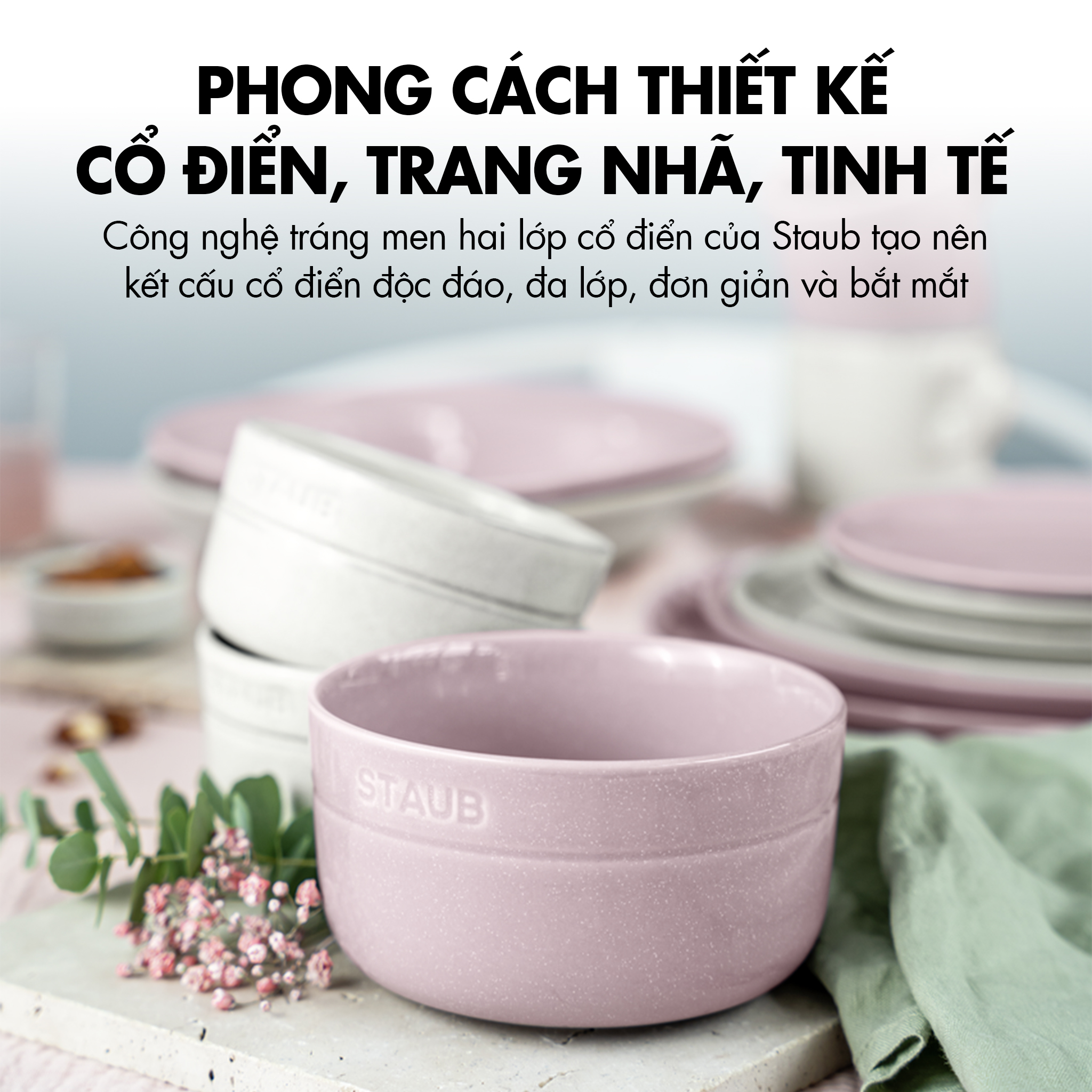 Bộ Chén, Đĩa, Cốc Gốm Sứ STAUB Cherry Blossom - Nhiều Size/Loại