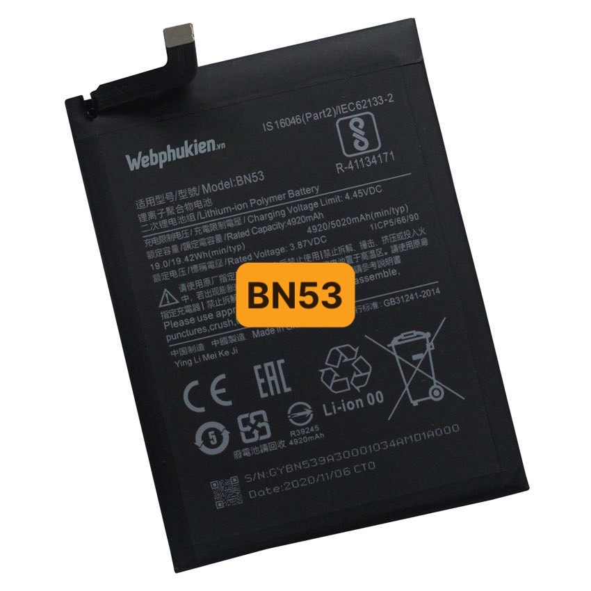 Pin Redmi note 9 pro / note 10 pro / 9A / 9C / Poco M2 pro / BN53 BN56 dung lượng chuẩn