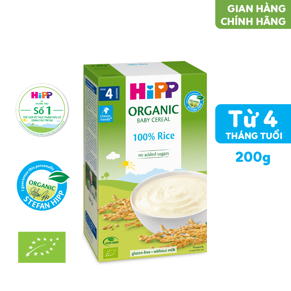 Bột gạo ăn dặm HiPP Organic Baby Cereal 100% Rice hoàn toàn từ bột gạo hữu