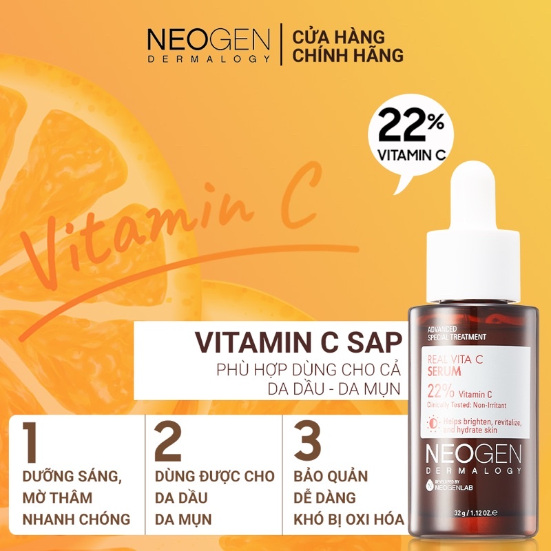 Neogen Dermalogy Real Vitamin C Serum Dưỡng Trắng, Mờ Thâm