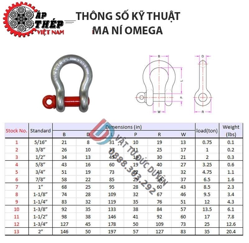 Ma ní U MEGA tải cao - Thép chịu lực [ 9.5 Tấn ]