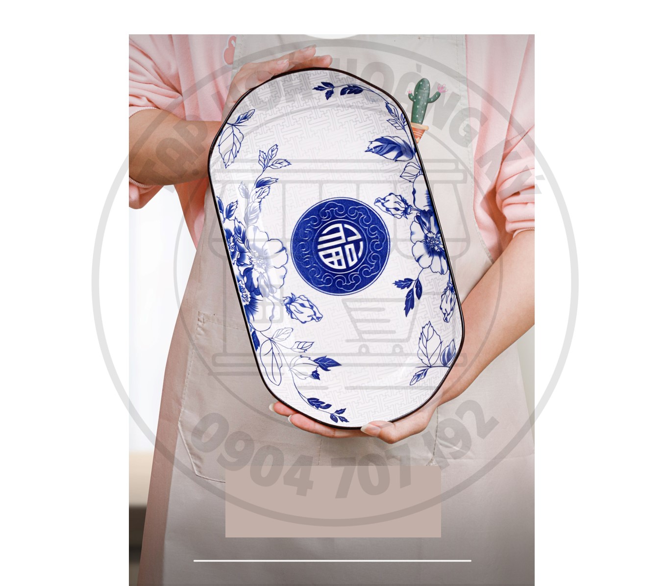 Dĩa xoài gốm sứ hoa văn Chữ Phúc 32CM