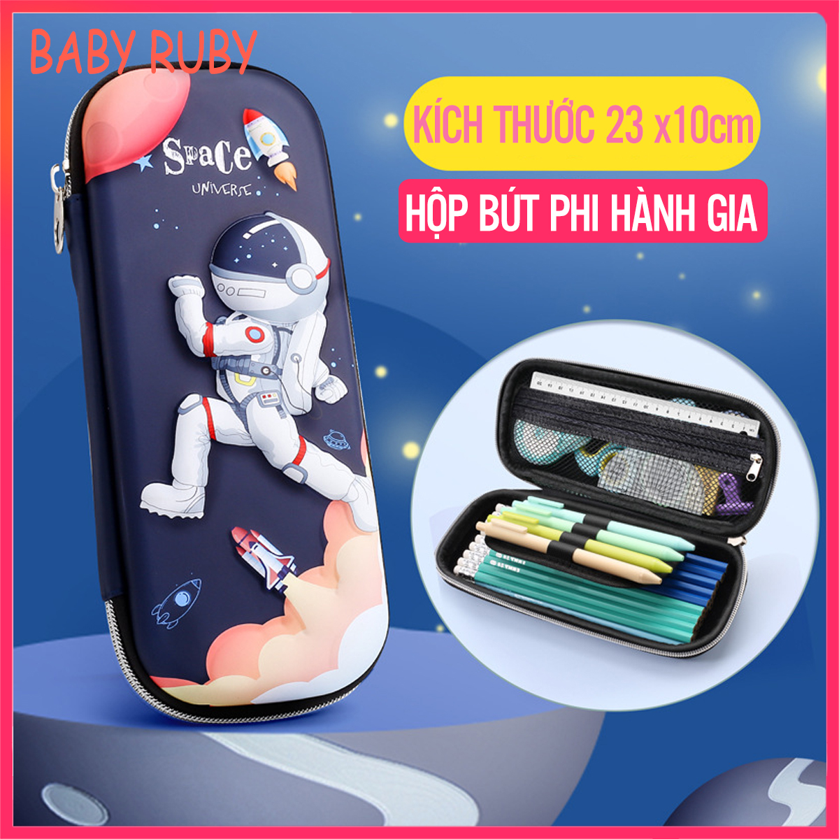 Hộp Bút Cho Bé Cấp 1- In Nổi 3D, Kích Thước 23x10cm - hộp bút nhiều ngăn, hôp but cho hoc sinh, hộp bút học sinh cấp 1, hop bút hoc sinh dq8
