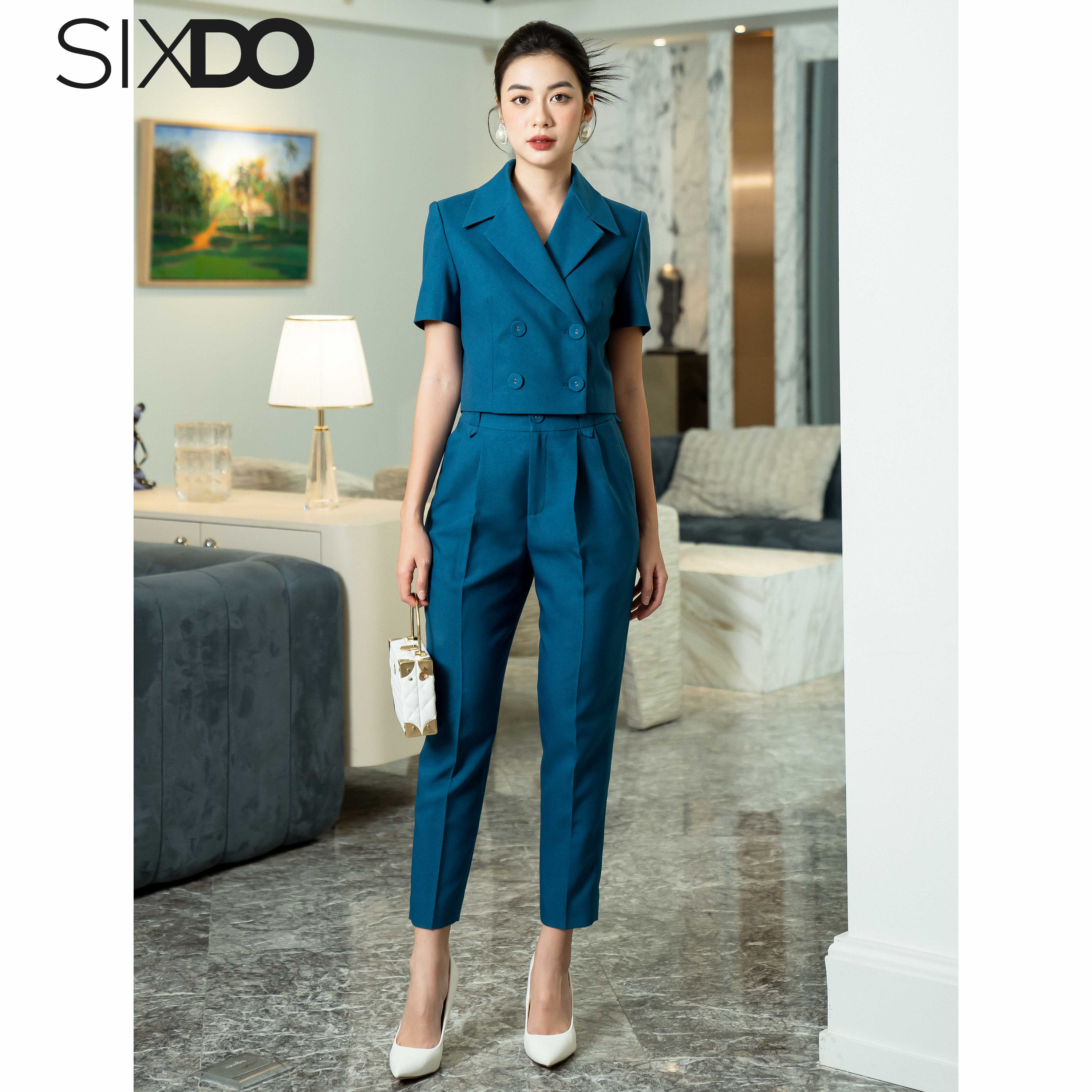 Áo Vest nữ xanh dáng lửng SIXDO (Mallard Green Cropped Vest)