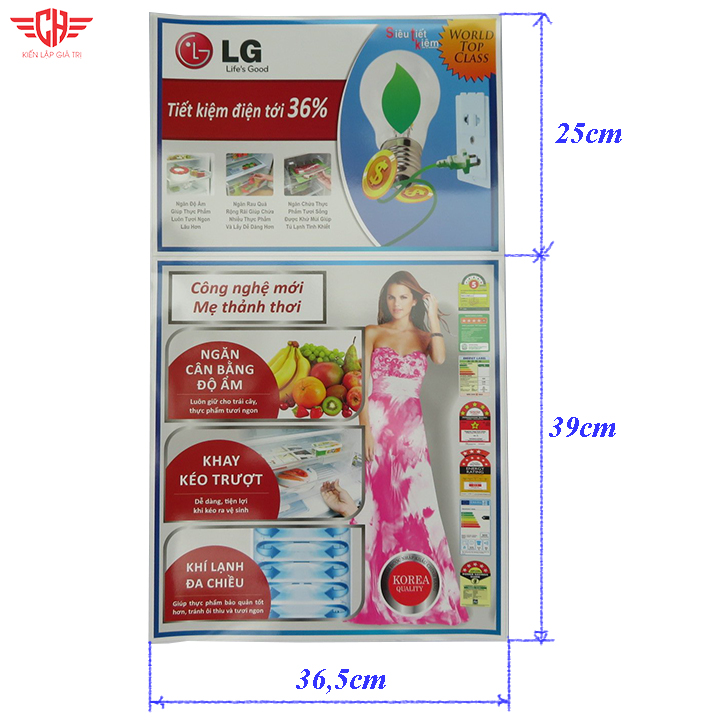 Tem dán tủ lạnh LG