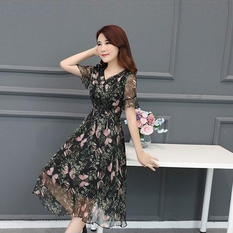 [HCM]Đầm Xòe Voan Hoa 3D Tay Loe Cao Cấp - TP1794