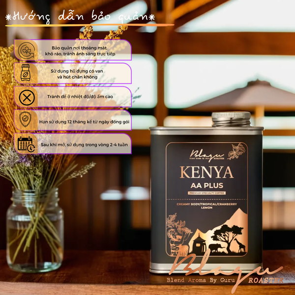[Premium] Cà Phê Blagu Hạt Đã Rang Kenya AA Plus - Light Medium - 250g