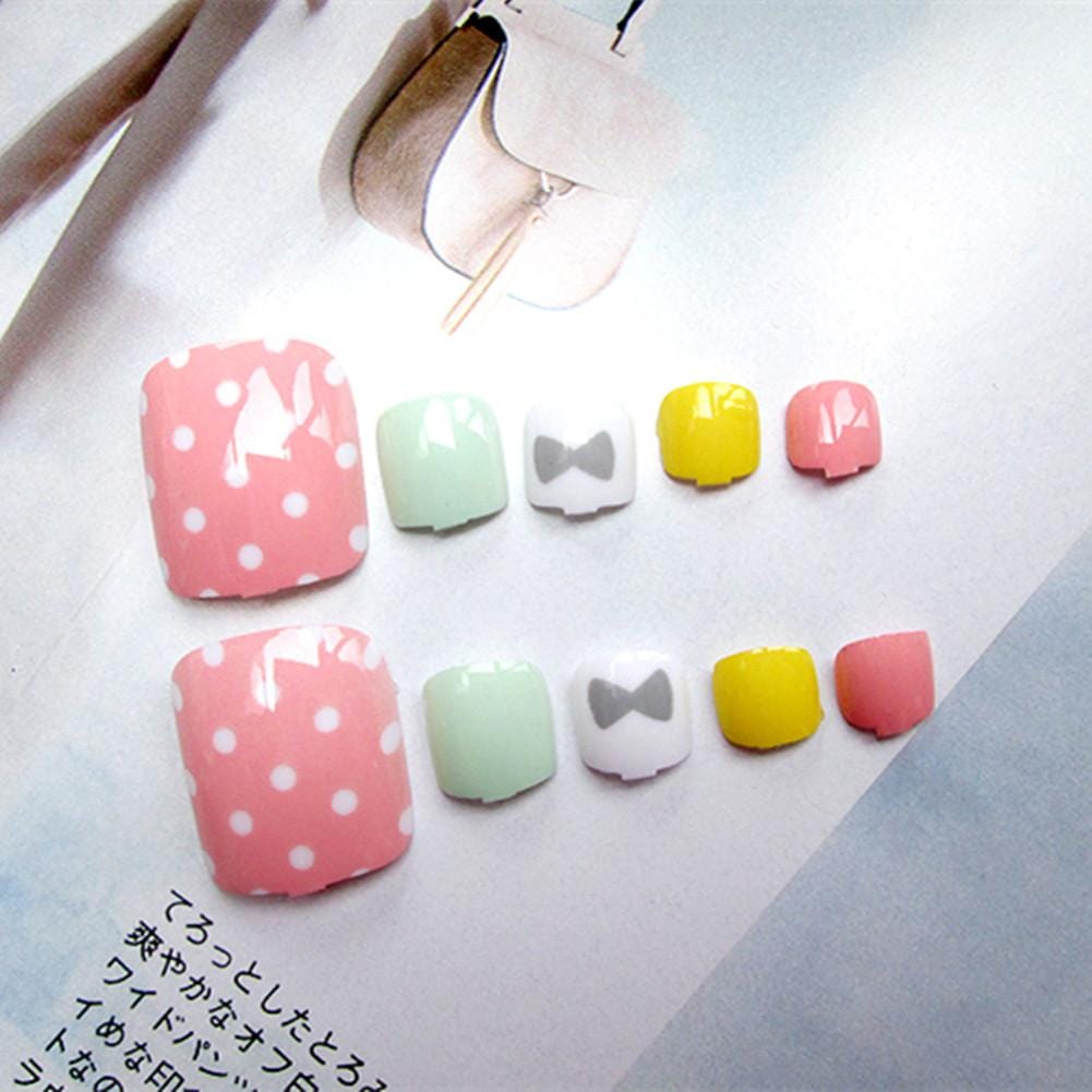 Bộ 24 Móng chân giả ,móng giả C4 (kèm keo dán)