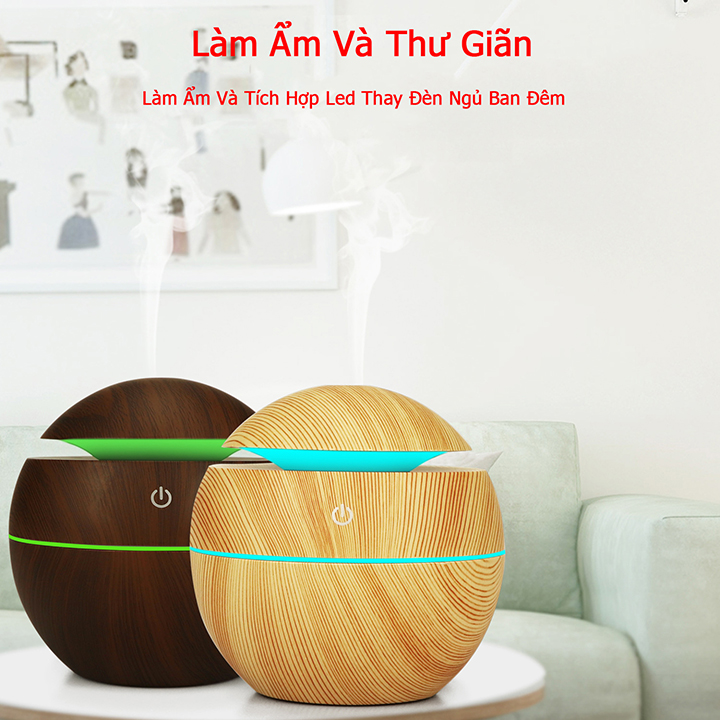 [HCM]Máy xông tinh dầu Cao cấp vân gỗ MK105