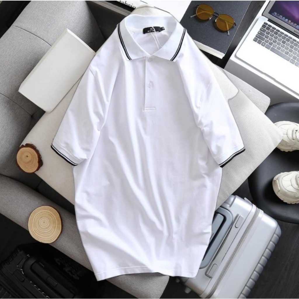 Bigsize < 130kg Áo thun polo nam trơn bigsize tay ngắn cổ bẻ