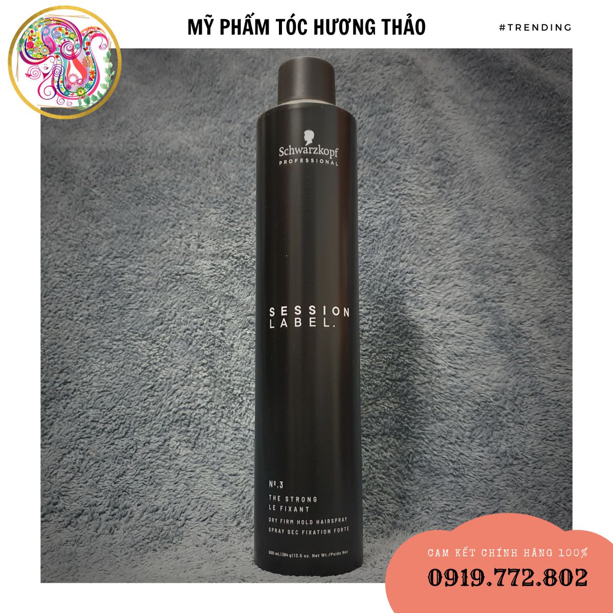 Keo xịt giữ kiểu tóc cứng Schwarzkopf OSIS+ Session Label Super Dry Fix Strong Hold Hairspray 500ml