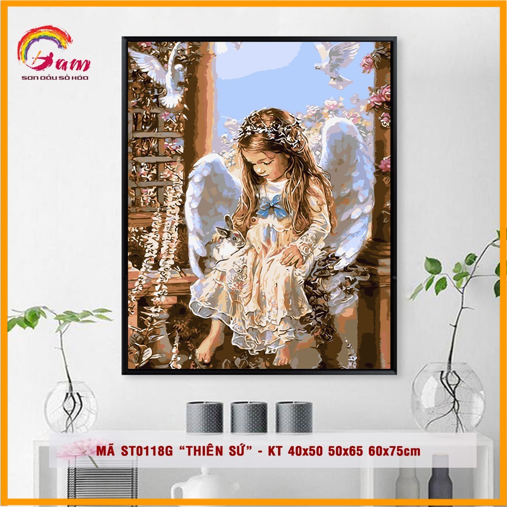 Tranh Tự Tô Màu Theo Số Tranhsohoavn Tranh Thiên Sứ Em Bé Ngồi Bên Cửa Sổ  Mã St0118G - Mixasale