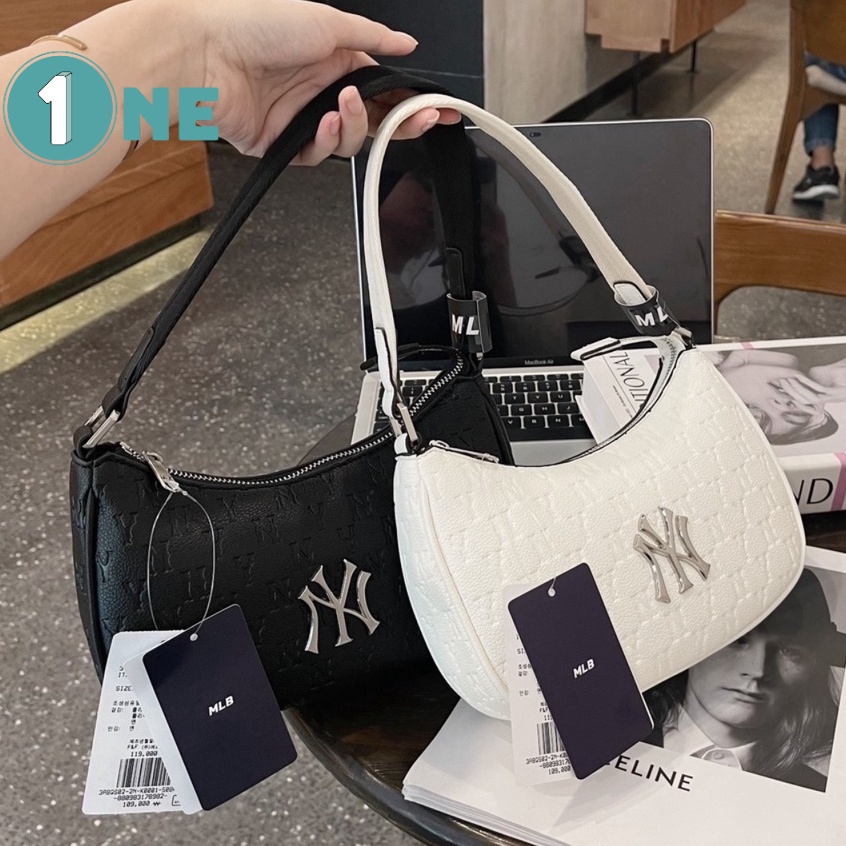 Túi kẹp nách túi xách mlb ny monogram embossed hobo bag new york yankees full tag mac