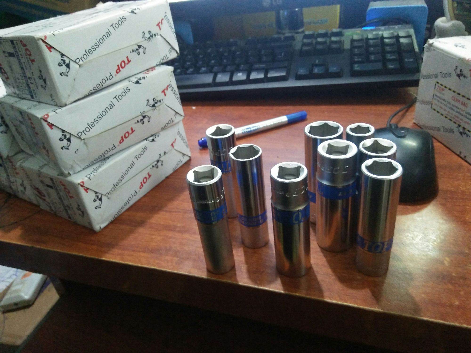 Com bo 9 chiếc khẩu 1/2 dài 10,12,13,14,15,16,17,18,19