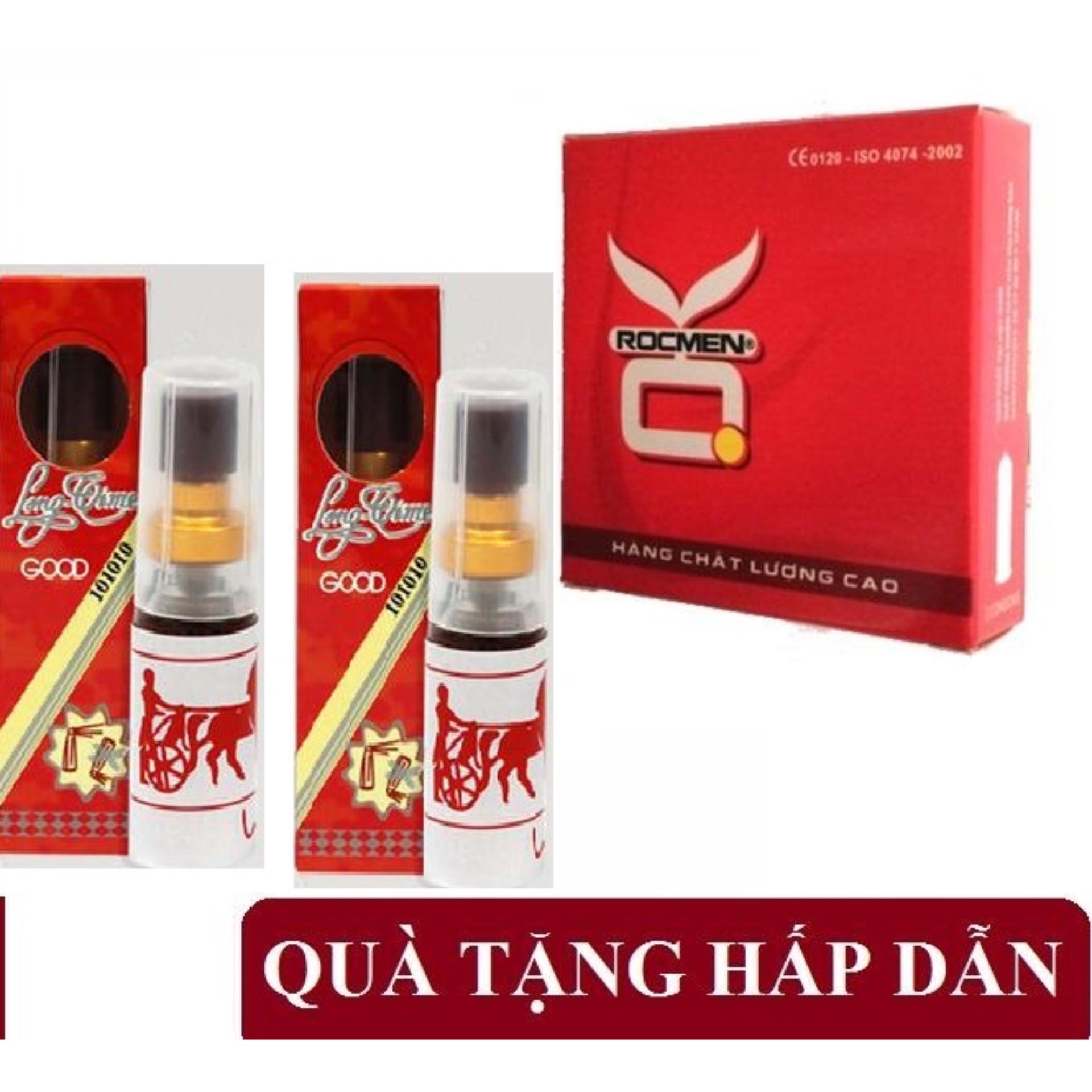 Combo 1 hộp bao cao su OKHQ KHÔNG MÙI-an toàn mà tiết kiệm hộp 3c tặng 2 chai xịt LONGTIME nóng 5ml