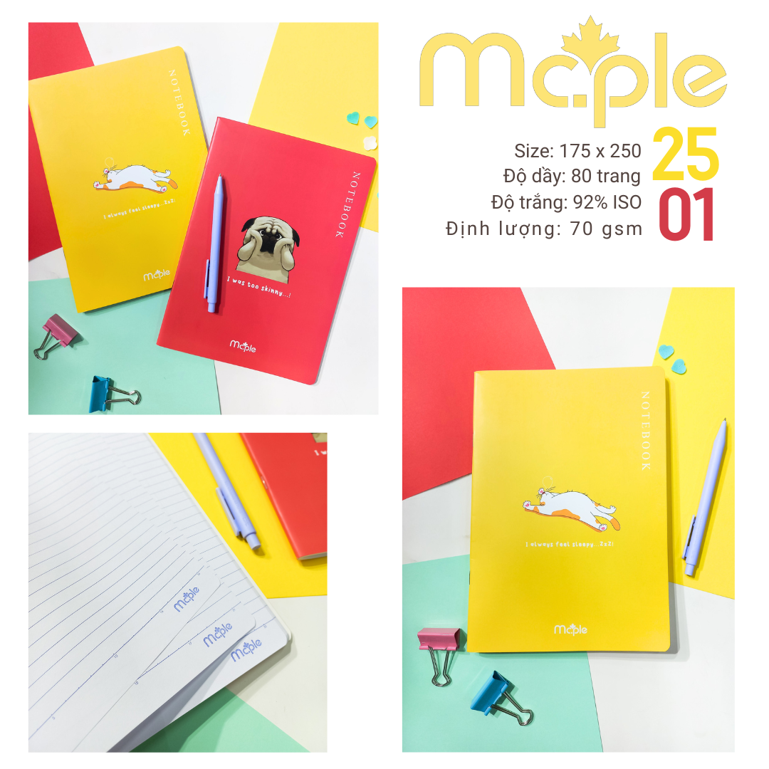 [MC.PLE] Vở Kẻ ngang cao cấp B5 Mc.ple 80 trang PASTEL, định lượng 70gsm, độ trắng 92% ISO - Sổ tập vở chất lượng, bám mực tốt - MS2501