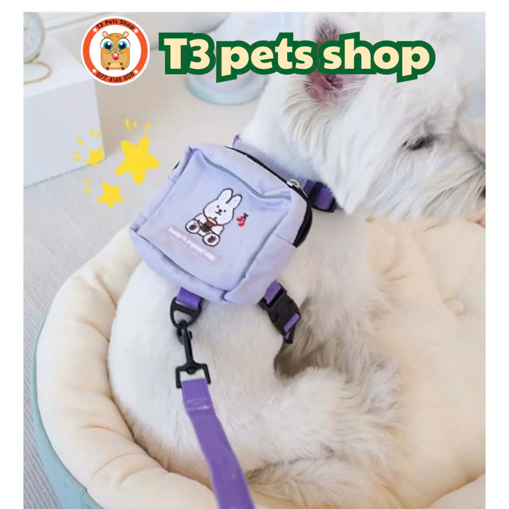 Dây dắt kèm túi balo cho chó mèo - T3 PETS SHOP